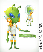 Alien in spacesuit. Funny character vector icon 3d. Стоковая иллюстрация, агентство Ingram Publishing / Фотобанк Лори