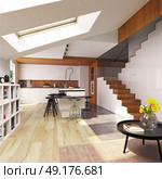 modern kitchen interior. 3D concept illustration. Стоковое фото, агентство Ingram Publishing / Фотобанк Лори