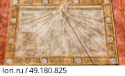 in italy sundial and gnomon antique historical medieval decoration wall. Стоковое фото, агентство Ingram Publishing / Фотобанк Лори