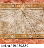 in italy sundial and gnomon antique historical medieval decoration wall. Стоковое фото, агентство Ingram Publishing / Фотобанк Лори