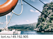 blur  in  philippines   a buoy in boat neat the pacific ocean bokeh and mountain background. Стоковое фото, агентство Ingram Publishing / Фотобанк Лори