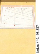 in italy sundial and gnomon antique historical medieval decoration wall. Стоковое фото, агентство Ingram Publishing / Фотобанк Лори