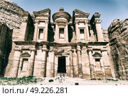 the antique site of petra in jordan the monastery  beautiful wonder of the world. Стоковое фото, агентство Ingram Publishing / Фотобанк Лори