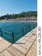 in turkey antalya the beautiful   seashore beach water and sea for  tourist relax. Стоковое фото, агентство Ingram Publishing / Фотобанк Лори