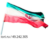 in iran blur  iranian waving flag  the blue sky and wind. Стоковое фото, агентство Ingram Publishing / Фотобанк Лори