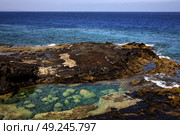 lagoon sky cloud beach  water  coastline and summer in lanzarote spain. Стоковое фото, агентство Ingram Publishing / Фотобанк Лори