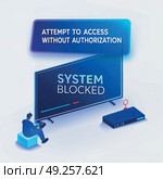 Unauthorized access attempt blocked on a digital interface during a security alert. Стоковое AI-изображение, AI-художник Александр Калинин / Фотобанк Лори