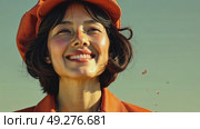 Large portrait of young smiling beautiful woman, female image. AI Generative. Стоковое AI-видео, аниматор Spirit River / Фотобанк Лори