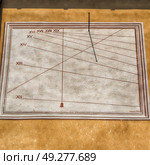 in italy sundial and gnomon antique historical medieval decoration wall. Стоковое фото, агентство Ingram Publishing / Фотобанк Лори