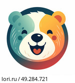 A bears head centered in the frame, surrounded by a circle. Стоковое AI-изображение, AI-художник Данила Большаков / Фотобанк Лори