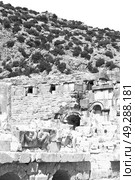 myra    in    turkey europe    old roman necropolis and indigenous tomb stone. Стоковое фото, агентство Ingram Publishing / Фотобанк Лори