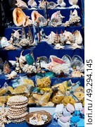 full in market old table shell and sealife in sale. Стоковое фото, агентство Ingram Publishing / Фотобанк Лори