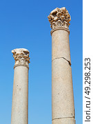 column    temple and theatre in ephesus   antalya turkey asia sky  the ruins. Стоковое фото, агентство Ingram Publishing / Фотобанк Лори