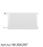 Water Heating Radiator Element Realistic Image. Hot water heating system radiator with temperature control knob isolated element on white background realistic image vector illustration . Стоковая иллюстрация, агентство Ingram Publishing / Фотобанк Лори