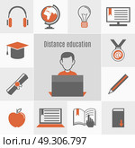 Elearning Icon Set. Little square learning icon set with elements of study certificate and other tools vector illustration. Стоковая иллюстрация, агентство Ingram Publishing / Фотобанк Лори
