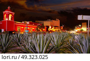 Cancun sunset at Boulevard Kukulcan in Hotel zone hotelera of Mexico. Стоковое фото, агентство Ingram Publishing / Фотобанк Лори