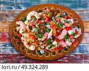 Mexican Ceviche recipe with shrimp seafood from Caribbean. Стоковое фото, агентство Ingram Publishing / Фотобанк Лори