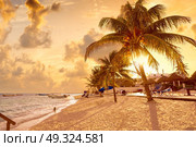 Puerto Morelos beach in Mayan Riviera Maya of Mexico. Стоковое фото, агентство Ingram Publishing / Фотобанк Лори