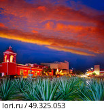 Cancun sunset at Boulevard Kukulcan in Hotel zone hotelera of Mexico. Стоковое фото, агентство Ingram Publishing / Фотобанк Лори