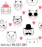 Cute Handdrawn Cat Seamless Pattern Vector Illustration EPS10. Cute Handdrawn Cat Seamless Pattern Vector Illustration. Стоковая иллюстрация, агентство Ingram Publishing / Фотобанк Лори