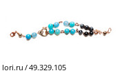 jewerly bracelet  with chalcedony and obsidian around white background. Стоковое фото, агентство Ingram Publishing / Фотобанк Лори
