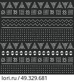 Black and white tribal ethnic pattern with geometric elements, traditional African mud cloth, tribal design, vector illustration . Стоковая иллюстрация, агентство Ingram Publishing / Фотобанк Лори