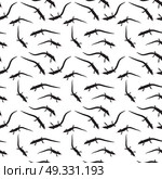 Seamless Pattern of Black and white silhouette of Lizard. Vector Illustration. EPS10. Seamless Pattern of Black and white silhouette  Lizard. Vector. Стоковая иллюстрация, агентство Ingram Publishing / Фотобанк Лори