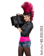 Young punk girl isolated on white. Стоковое фото, агентство Ingram Publishing / Фотобанк Лори