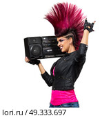 Young punk girl isolated on white. Стоковое фото, агентство Ingram Publishing / Фотобанк Лори