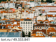 Aerial View Of Lisbon City Home Rooftops In Portugal. Стоковое фото, агентство Ingram Publishing / Фотобанк Лори