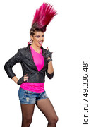 Young punk girl isolated on white. Стоковое фото, агентство Ingram Publishing / Фотобанк Лори