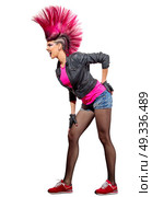 Young punk girl isolated on white. Стоковое фото, агентство Ingram Publishing / Фотобанк Лори