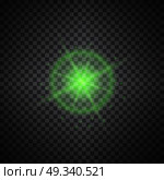 Vector green glowing lights on transparent background. Special effect light rays. Spark, star burst, flash. Spotlight flare. Illumination. Стоковая иллюстрация, агентство Ingram Publishing / Фотобанк Лори