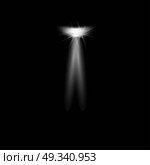 Vector searchlight. Black scene. Стоковая иллюстрация, агентство Ingram Publishing / Фотобанк Лори