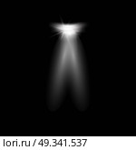 Vector searchlight. Black scene. Стоковая иллюстрация, агентство Ingram Publishing / Фотобанк Лори