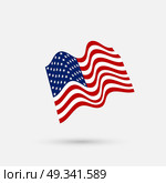 Flat and waving American Flag. Vector illustration. Стоковая иллюстрация, агентство Ingram Publishing / Фотобанк Лори