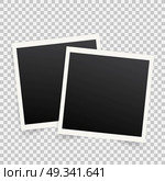 Set of template photo frames with shadow on transparent background. Vector illustration for your photos or memories. Scrapbook design. Стоковая иллюстрация, агентство Ingram Publishing / Фотобанк Лори