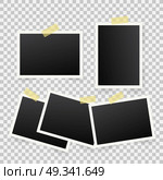 Set of template photo frames with shadow on transparent background. Vector illustration for your photos or memories. Scrapbook design. Стоковая иллюстрация, агентство Ingram Publishing / Фотобанк Лори