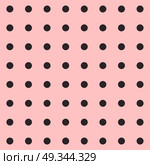 Seamless polka dot pattern. Black dots on pink background. Vector illustration. Стоковая иллюстрация, агентство Ingram Publishing / Фотобанк Лори