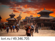 Temples of Durbar Square in Bhaktapur, Kathmandu valey, Nepal. Стоковое фото, агентство Ingram Publishing / Фотобанк Лори