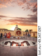 Jantar Mantar - the observatory, built in 1727-1734 gg. Rajput by Maharaja Sawai Jai Singh in which he founded shortly before the city of Jaipur. Стоковое фото, агентство Ingram Publishing / Фотобанк Лори