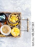 Alternative herbal medicine. Natural herbal medicine,herbs,root and herbal medicinal tinctures.Natural herbs medicine. Стоковое фото, агентство Ingram Publishing / Фотобанк Лори