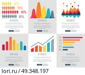 Statistic Illustration Set of Web Page Designs. Statistic illustration set of six versions of web page design with different colored bar graphs. Vector illustration of statistics with space for text filling. Стоковая иллюстрация, агентство Ingram Publishing / Фотобанк Лори