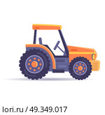Excavator Tractor Vehicle Isolated on White Vector. Excavator tractor vehicle isolated on white background. Car in game appliance, vector illustration of bulldozer in flat style design. Transport loading and uploading device, machinery constructor. Стоковая иллюстрация, агентство Ingram Publishing / Фотобанк Лори