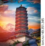 In Tibet against the background of the Himalayan mountains.Summer Imperial Palace. Beijing. China. In Tibet against the background of the Himalayan mountains. Стоковое фото, агентство Ingram Publishing / Фотобанк Лори