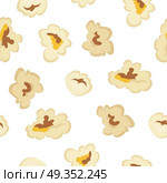 Popcorn seamless pattern vector in flat style design. Traditional salty, sweet snack. Ornament for wallpapers, polygraphy, textiles, web page design, surface textures. Isolated on white background.. Popcorn Seamless Pattern Vector in Flat Design.. Popcorn Seamless Pattern Vector in Flat Design. Стоковая иллюстрация, агентство Ingram Publishing / Фотобанк Лори