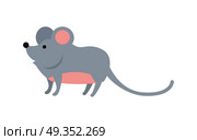 Funny Mouse Illustration. Funny mouse isolated on white background. Gray mouse with pink ears and belly. Animal adorable mouse vector character. Charming humorous mouse. Wildlife character. Стоковая иллюстрация, агентство Ingram Publishing / Фотобанк Лори