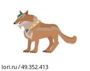 Fantastic Wolf Vector Illustration in Flat Design.. Fantastic battle riding wolf vector in flat style design. Fairy predator in armor model illustration for games industry concepts, icons and pictograms. Isolated on white background. Стоковая иллюстрация, агентство Ingram Publishing / Фотобанк Лори