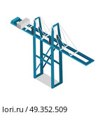 Maritime Inland Container Terminal Isolated Vector. Container terminal isolated. Maritime container terminal. Inland container terminal. Facility where cargo containers are transshipped between transport vehicles, for onward transportation. Vector. Стоковая иллюстрация, агентство Ingram Publishing / Фотобанк Лори