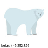 Polar bear flat style vector. Wild and dangerous predatory animal. North fauna species. For nature concepts, children s books illustrating, printing materials. Isolated on white background. Polar Bear Vector Illustration in Flat Design. Polar Bear Vector Illustration in Flat Design. Стоковая иллюстрация, агентство Ingram Publishing / Фотобанк Лори